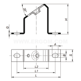 Dimension drawing — Uchwyt szyn TSE typ UM-02, UM-03